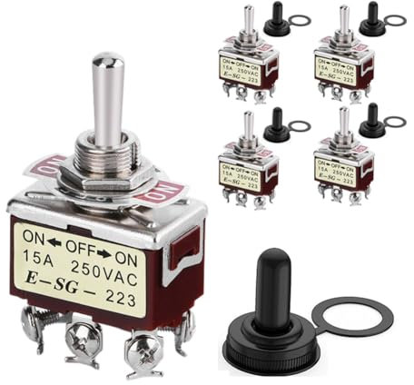 Jrifedptry Interruptor de palanca momentáneo de 12 V CC, 3 posiciones, 30 A, DPDT (ON), apagado (encendido), interruptor de palanca de 6 pines con cubierta para coche y barco