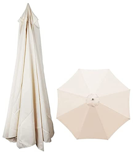 Housse de rechange pour parasol de terrasse, 8 baleines de 2,7 m et 3 m, beige