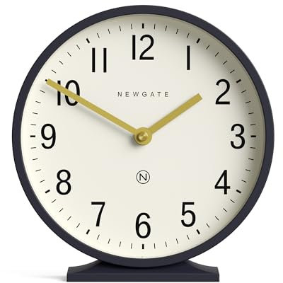 NEWGATE® Q Kaminsims Uhr | Moderne Klassische runde kaminuhr | Marineblau | Zeitgenössischer Stil für kaminsims, Schreibtisch, Tisch, Regal oder nachttisch