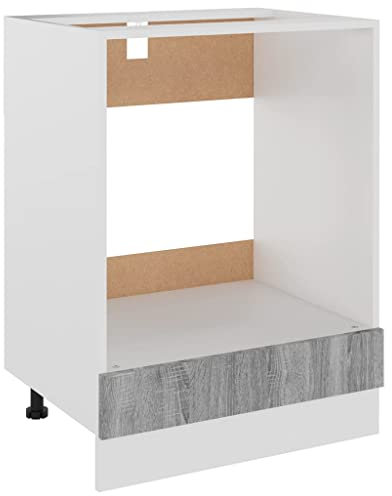 HEFZGDB Herdumbauschrank Grau Sonoma 60x46x81,5 cm Holzwerkstoff Büroschrank Küchenschrank Buffetschrank Küchenschränke für Wohnbereich Speisesaal Badezimmer Küche