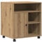 vidaXL Minimalistischer Druckerständer mit arretierbaren Rädern fürs Home Office in Artisan Eichenfinish | Bietet viel Stauraum und Glatte Oberfläche, ideal für die Nutzung als Computerarbeitsplatz