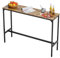 VEVOR Bar Table, Sturdy Metal Frame High Top Pub Table, Narrow Long Kitchen Dining, Cocktail Counter Bar Height Desk, Easy to Assemble, 55x15x39 in, for Living Room Party, Rustic Brown and Black