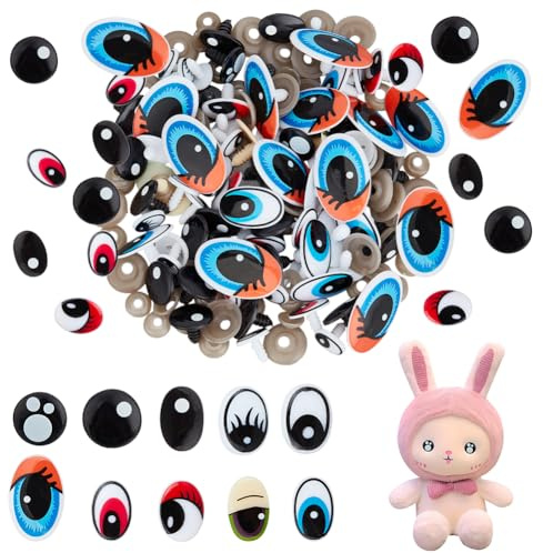 PH PandaHall Sicherheitsaugen für Amigurumi, 108 Stück, 15-39mm | 10 Stile, Augen für Häkeltiere, Kunststoffaugen, Mit 20 Unterlegscheiben, Zum Häkeln, Für Häkelpuppen Dekoration