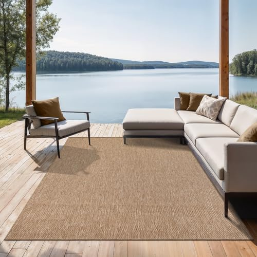 the carpet Mistra – Outdoor Teppich, Wetterfest, UV-beständig & pflegeleicht, für Balkon, Terrasse & Garten, auch für Wohnzimmer & Schlafzimmer geeignet, Natur, 240 x 340 cm