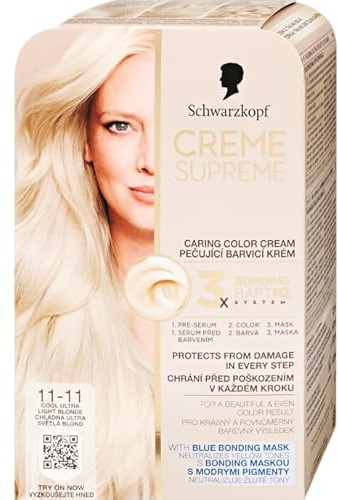 Schwarzkopf CREME SUPREME, Creme Supreme hair color 11-11 Cool ultra light blonde, Pack of 1