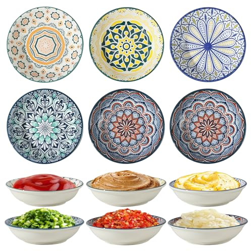 6 Pezzi Spuntino Ciotoline da Dolce,10×2cm Ciotoline per Spezie Piccole,Ciotola per Aperitivo di Porcellana,Ciotole in Porcellana Resistente al Calore,Ciotole per Salse,per Sushi,Salsa,Snack e Soia