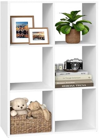 VASAGLE Custos Kollektion - Bücherregal, Würfelregal, Standregal, offene Fächer, Wohnzimmer, Homeoffice, Schlafzimmer, Regal mit 3 Ebenen, 30 x 98 x 66,4 cm, wolkenweiß LBC406WB01