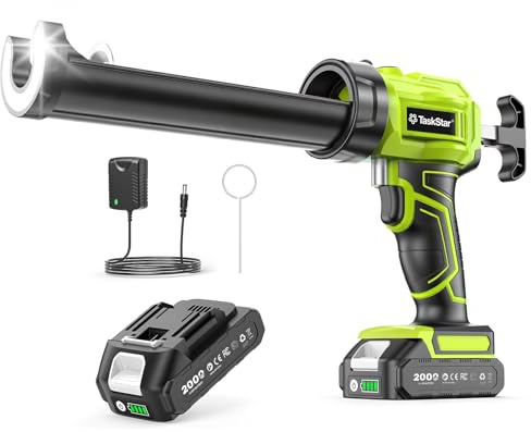 Taskstar Kartuschenpresse Akku mit 2.0Ah Akku, Elektrische Silikonpistole Kompatibel mit Makita 18V-Akku, Kartuschenpresse Elektrisch für 280-300ml-Kartuschen, Grün
