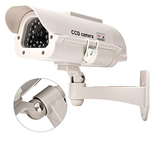 Cryfokt Simulationskamera mit Blinkendem LED-Licht, Solarstrom-Attrappe, Dummy-Kamera Zur Abschreckung von Diebstahl und Vandalismus, Einfache Installation für die Sicherheit zu Hause, Im Hof, Im