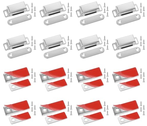 16 Stück Magnetschnäpper selbstklebend & schraubbefestigt, Türmagnete stark | Magnet Schranktür Magnetverschluss Schrankmagnete, Türschließer ohne Bohren, Magnet flach für Schranktüren Balkontür