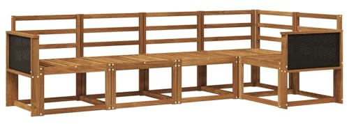 vidaXL Outdoor-Sofagarnitur 5 pcs Natur Massivholz Akazie, Garten, modernes Outdoor-Sofa, wetterfestes Lounge-Möbel, perfekte Terrasse für gemütliches Sitzen