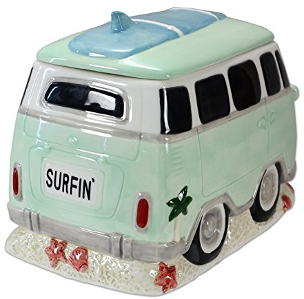 Young's Inc. Ceramic Camper Van Cookie Jar - 9 L x 6” W x 7 H - Kitchen Jars - Beach House Decor - Candy Jar