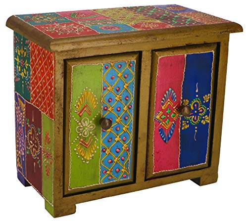 Guru-Shop Piccola Farmacia, Portagioie, Cassettiera Dipinta a Mano - Modello 7, Multicolore, 20x24x13 cm, Lattine, Scatole Cofanetti