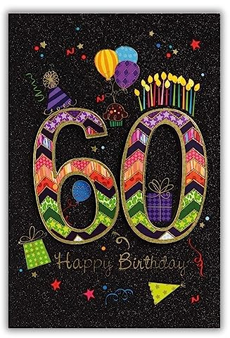 bsb 60. Geburtstagskarte Frau & Mann - Karte Geburtstag in 11,5 x 17,0 cm - Glückwunschkarte Geburtstag mit Party-Motiv - 60. Geburtstag-Karte mit Umschlag - Geburtstagskarten