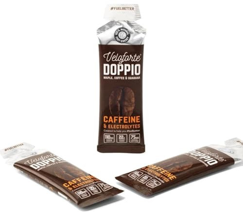 Veloforte Doppio Energy Gel, Fast Releasing Energy, 100% Natural & Delicious Energy Gels with 22g of Natural Energy and 75mg Caffeine, Doppio Flavour (Maple, Coffee & Guarana) (3 pack)