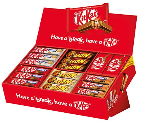 NESTLÉ KITKAT & LION Süßigkeiten-Mix, Schokoriegel-Box mit 6 verschiedenen Sorten, insgesamt 68 Riegel, 1er Pack (1x2.8 kg) (Verpackung kann variieren)