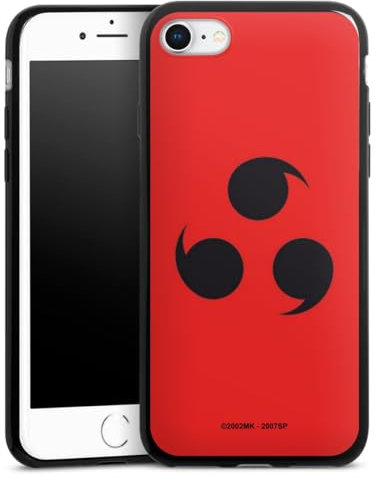 Slim Case extra dünn kompatibel mit Apple iPhone 7 Silikon Handyhülle schwarz Hülle Naruto Shippuden Sharingan Offizielles Lizenzprodukt