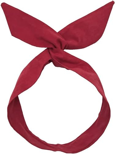 Duories Vintage Stirnbänder Damen,Haarband Kopfband Frauen Haarbänder Bow Flexibler Eisendraht Biegbar Stirnband Haarreif mit Schleife, Retro Haarschmuck Haare Zubehör für Damen Mädchen,Rot