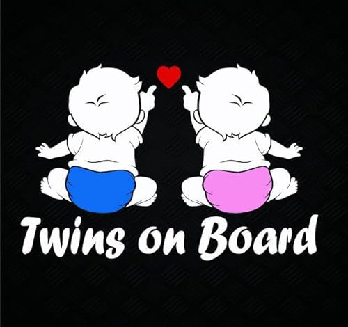 myrockshirt Twins on Board Babyaufkleber Geschwister Zwillinge 15 cm Aufkleber Sticker Autosticker Autoaufkleber freie Farbwahl