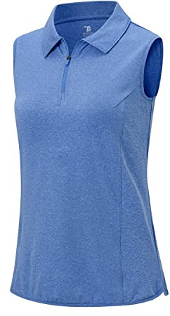 Rdruko Womens Summer 1/4 Zip Neck Sleeveless Polo | Ladies Lightweight Golf Tennis Polos T Shirts Breathable Quick Dry Outdoor Casual Work Sports Running Gym Tank Tops