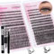 Lash Extension Kit D Curl Lash Clusters 560 Pcs 30P&50P Eyelash Extension Kit with Lash Bond and Seal Natural Individual Lashes Kit with Cluster Lash Tweezers by Calphdiar