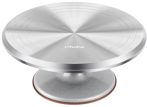 Ohuhu Plato Giratorio para Tartas, 12 Pulgadas Bandejas para Tartas Aleación de Aluminio para Hornear, Decorar Pasteles, Gran Regalo para Mujeres