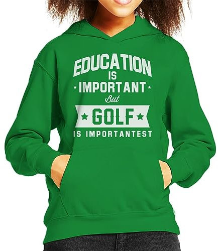 All+Every Education Is Important But Golf Is Importantest Kid's Hooded Sweatshirt Kelly Green