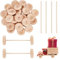 OLYCRAFT 30 Rueda de Madera para Manualidades de 50x16mm con 15 Palos de Madera de 15cm Rueda de Madera Sin Acabado Ruedas de Madera Grandes Ruedas Redondas de Madera para Manualidades