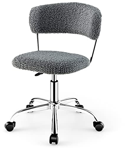 HOMASIS Bürostuhl mit Rückenlehne und 360° Drehfunktion, 150 kg belastbar | Ergonomischer Computerstuhl mit Universalrollen, höhenverstellbar, für Arbeitszimmer und Schlafzimmer, Grau