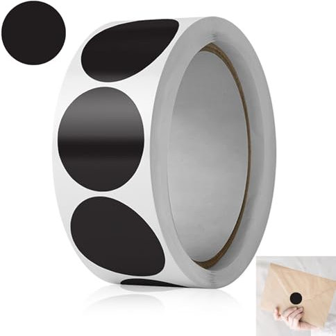 Runde Aufkleber 25mm, 500 Stück 25mm Runde Farbcodierungs, Farbkodierung Etiketten Rolle, Schwarz Round Sticker, Markierungspunkte Round Sticker, Ablösbare Etiketten, für Büro Klassenzimmer