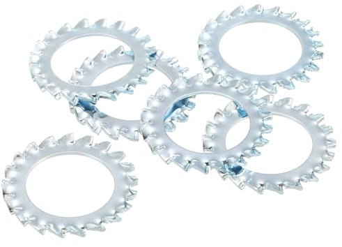 QUARKZMAN 100pz Rondelle Bloccanti a Stella con Denti Esterni, M20 Finitura in Zinco Acciaio Rondelle Bloccaggio Serrate Esterne per Fissaggi di Attrezzature Meccaniche, Argento