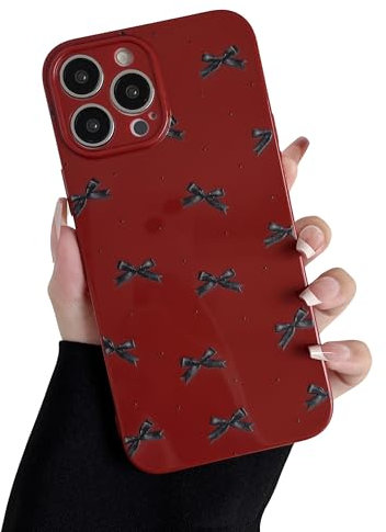 ZTOFERA Case for iPhone 14 Pro Max, Cute Cool Ribbon Bowknot Pattern Soft Silicone Case, Slim Lightweight Shockproof Protective Bumper Cover for iPhone 14 Pro Max 6.7 - Wine Red