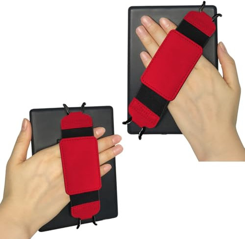 Gowjaw Secure Hand Strap for 6-7 Kindle and Tablets, Handle Grip for Tablet eReaders Fire - Kobo/Voyaga/Lenovo/Sony Kindle E-Book Tablet(Red)