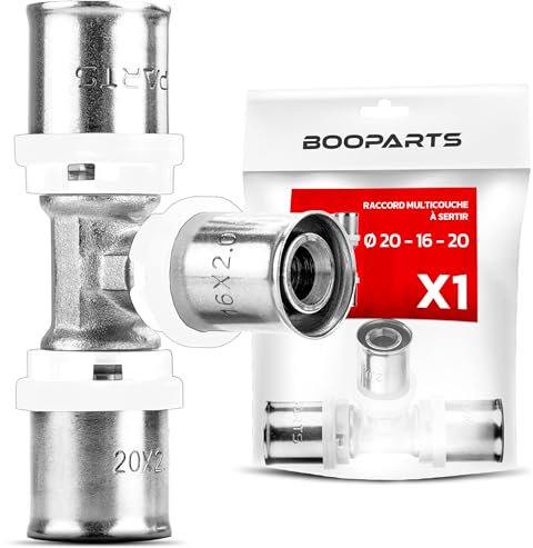 BOOPARTS – 1 Pièce – Té Réduit à Sertir Ø20–16–20 | Raccord Multicouche Contour TH | Raccord Plomberie Durable et Étanche pour Chauffage et Eau Sanitaire