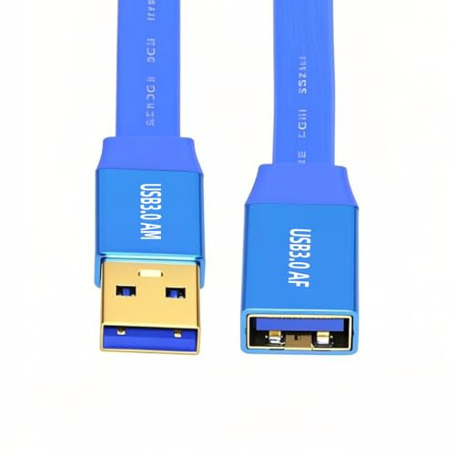 CY Ultra Flat Slim USB 3.0 Type-A Male to USB3.0 A Female Cable Extension Blue 5Gbps for Disk SSD Camera Data (30cm)