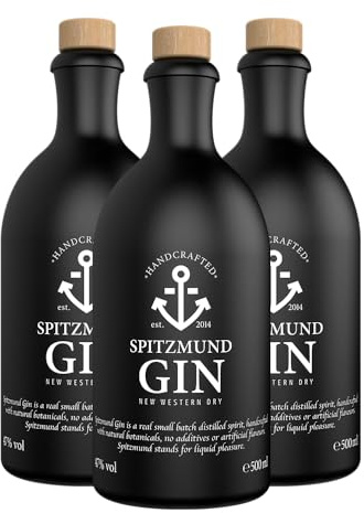 Spitzmund Anker Gin 47% vol | Handcrafted Premium Gin aus Deutschland | Wacholder, Pflaume, Apfel, Zitrus | Perfekt mit Tonic Water | Ideal für Tonic & Cocktails (500ml 3er Pack)