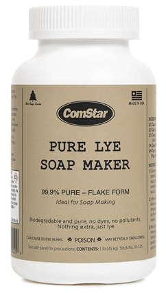 ComStar Pure Lye Flakes | 1 Pound, 99% Pure Sodium Hydroxide Flakes, Ideal for Soap Making, Food Prep, Cleaning and More (30-525)