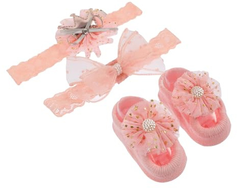 BESPORTBLE 3stücke Neugeborenen-haarbänder aus Spitze Kurze Babysocken und Foto-Requisiten für Ersten Besonderen Momente Ihres Junge Mädchen