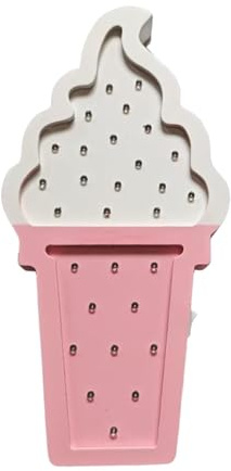 predolo Eiscreme Lampe, Warm, Aus Holz, für Teenager Mädchen, Süßes Neonschild, Romantische Atmosphäre für Schlafzimmer, Retro, Valentinstag, Café, Büro, Weiß Rosa
