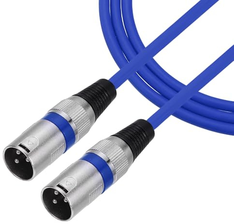 sourcing map 5m/16ft 3 Pin XLR Male to Male Mic Cable XLR Audio Professional Adapter Microphone Cables for Stage Studio PA Systems, Blue