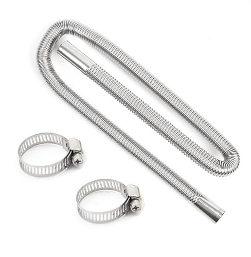 HUAREW Tubo di Scarico per Generatore di Corrente | 150cm Ø 2.5cm Tubo di Scarico per Auto in Acciaio Inossidabile per Riscaldamento diesel, con 2 Fascette Stringitubo