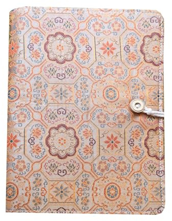 LIMEQKI A5 Tagebuch für Erwachsene, Journal Buch Tulpen-Stoffeinband mit 90 Leeren Innenseiten für Tagebuch, Reisetagebuch, Dankbarkeit, Arbeit, Schule, Rezept (Nationaler Stil)