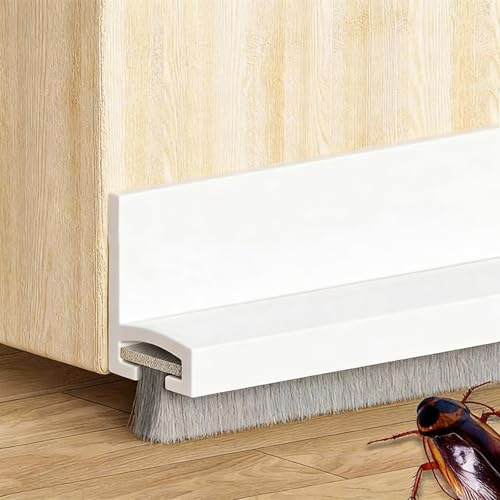 2 Pack Door Draught Excluder,Self Adhesive Draught Excluder for Bottom of Door,Door Draft Stopper,Silicone Draft Stopper Seal Strip for Soundproofing and Insulatuion,Fits Interior/Exterior Doors