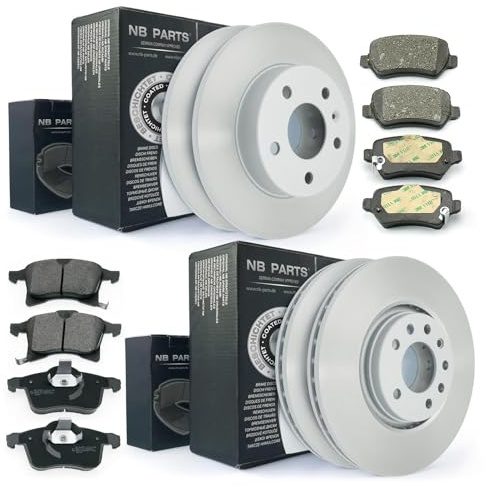 NB PARTS Bremsscheiben + Bremsbeläge vorne hinten passend für Opel Astra H Meriva Zafira B 5-Loch