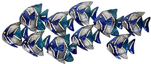 SEESTERN Fischschwarm Metall Wand Deko Verzierung Hänge Wand Dekoration 68cm /FBA_1805