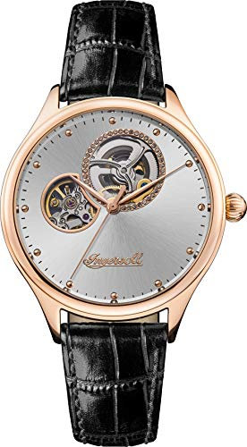 Ingersoll The Vamp Womens Automatic Watch I07001 with a Silver Dial and a Black Genuine Leather Band