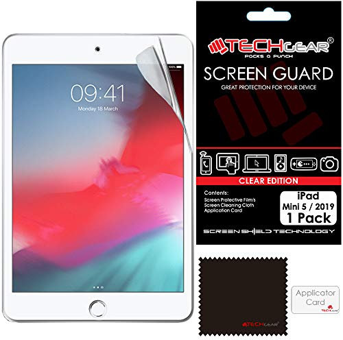 TECHGEAR Protection d'Écran iPad Mini 5 (2019), Film de Protection Ultra Clair avec Chiffon de Nettoyage et Carte d'Application Compatible avec Nouvel iPad Mini 5 2019