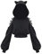 Womens Cat Ears Black Hoodie Long Sleeve Sweatshirt Cute Casual Hollow Out Pullover Short Tops Blouse Crop