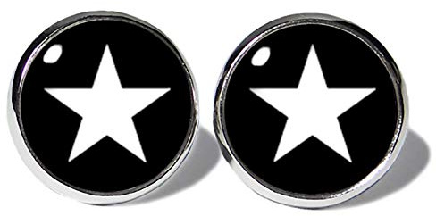 Stern Weiss-Schwarz Ohrstecker ABOUKI Unisex Damen Herren Kind Kinder Edelstahl Ohrschmuck Motiv Sterne Sternchen handgefertigte Ohrringe silber-farben