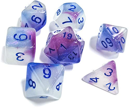 FLASHOWL DND Würfelsatz Leuchtendes polyedrisches Würfelset RPG Würfelset d4 d6 d8 d10 d12 d20 d% für 7-teiliges Spielwürfelset